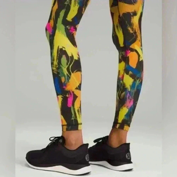 Lululemon multi colored Wunder Train HR leggings yellow orange green - Picture 4 of 9